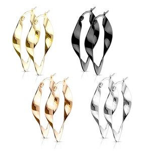 Pair of 316L Stainless Steel Twisted Oval Hoop Earrings